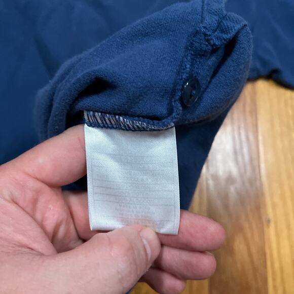 VTG 90s Nike Polo Shirt XXL 2XL Center Check Swoosh Blue Fade /Wear Black Tag - Picture 8 of 9